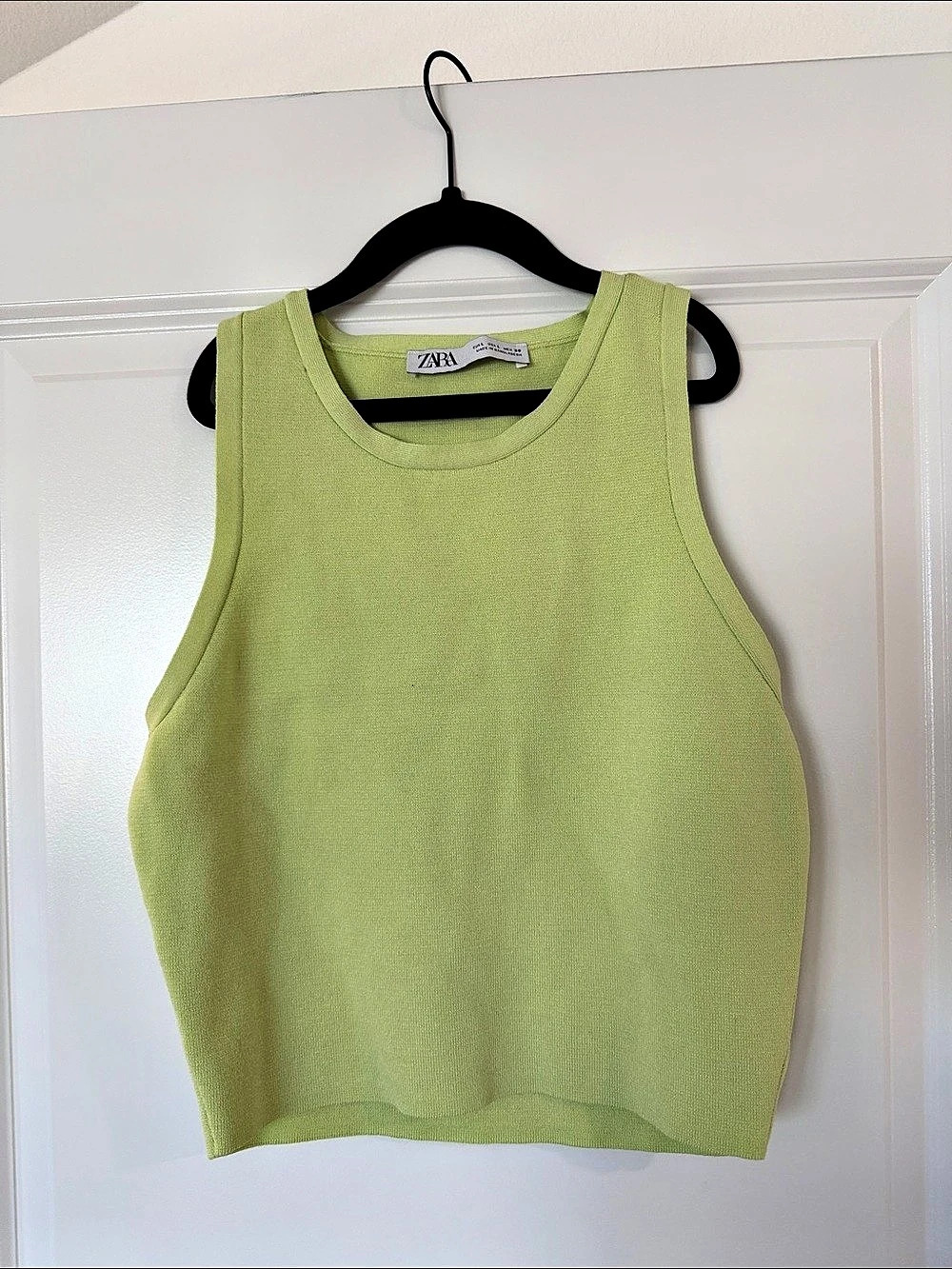 Zara Green Knit Tank Top Size Large Like New